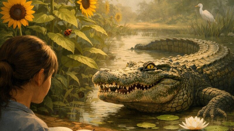 Análise cultural e natural do girassol e do crocodilo
