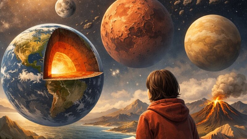 Características e formação dos planetas telúricos: análise geológica da Terra e vizinhos