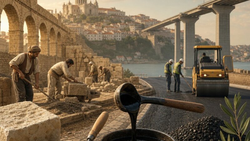 Ligantes e Betume: História e Papel na Construção em Portugal